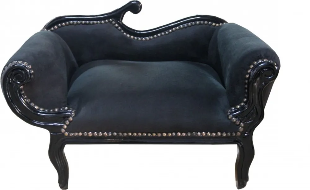Must-Have Casa Padrino Baroque Dogs & Cats Chaise longue Sofa Black / Black Dog Bed & Cat Bed