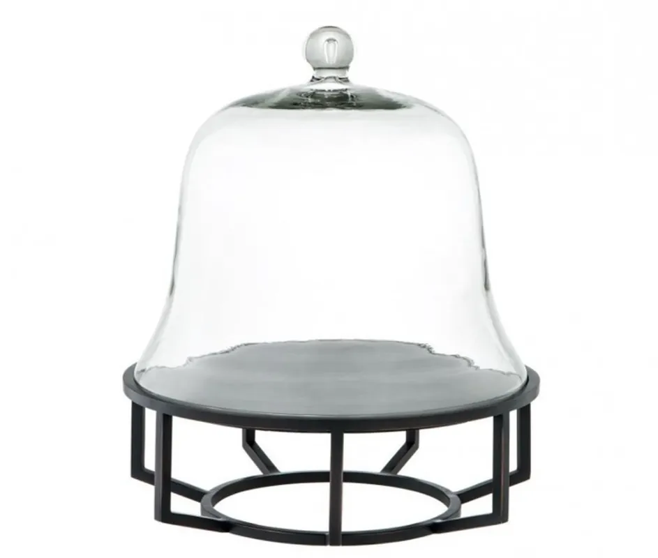 Sonderaktion Casa Padrino luxury art deco cake bell bronze with black granite and glass lid - Cake Stand