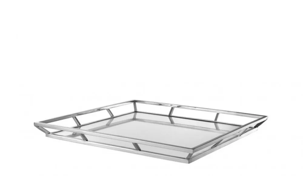Neue Kollektion Casa Padrino luxury designer stainless steel tray nickel finish 50 x 50 x H. 4.5 cm - Luxury Accessories