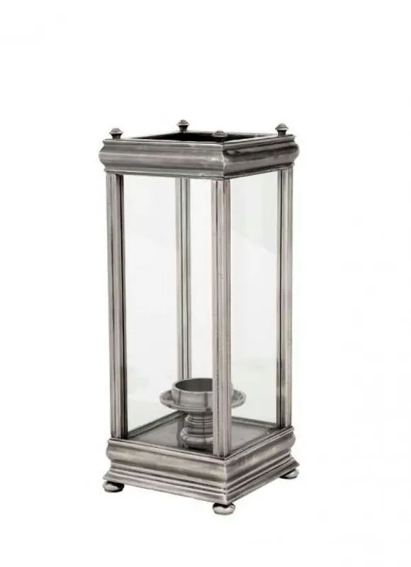 Saisonangebot Casa Padrino luxury candle holder / lantern antique silver 21 x 21 x H. 52 cm - Luxury Candle Holder
