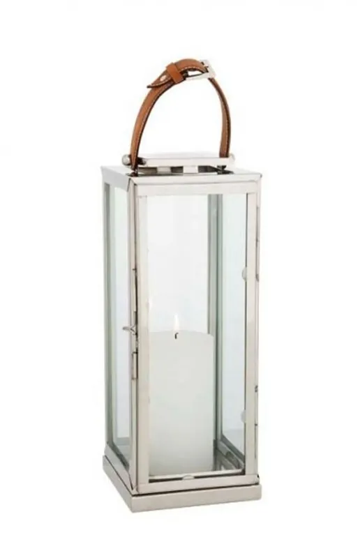 Preisreduziert Casa Padrino Designer Deco Lantern Nickel Finish 20 x 20 x H. 41 cm - Luxury Quality