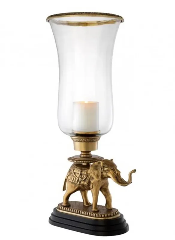 Highlight Casa Padrino luxury candle holder elephant brass finish with granite base - Luxury Hotel Accessories