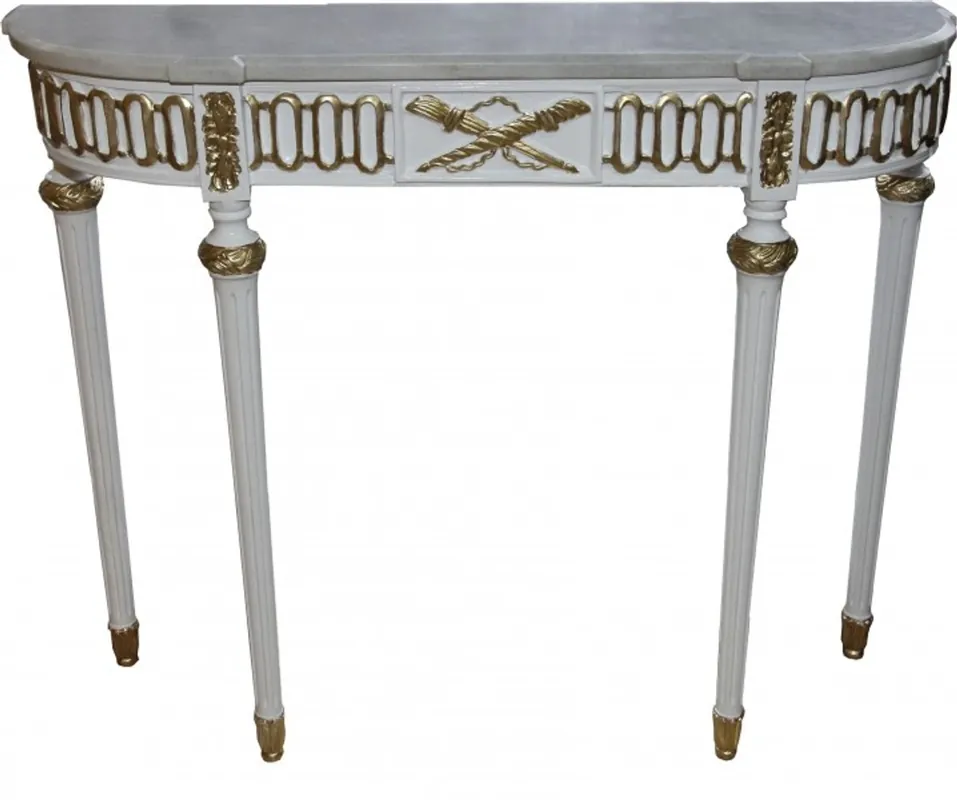 Casa Padrino Baroque console table with a marble top, white / gold 112 cm - Baroque Console - Limited Edition Kracherpreis