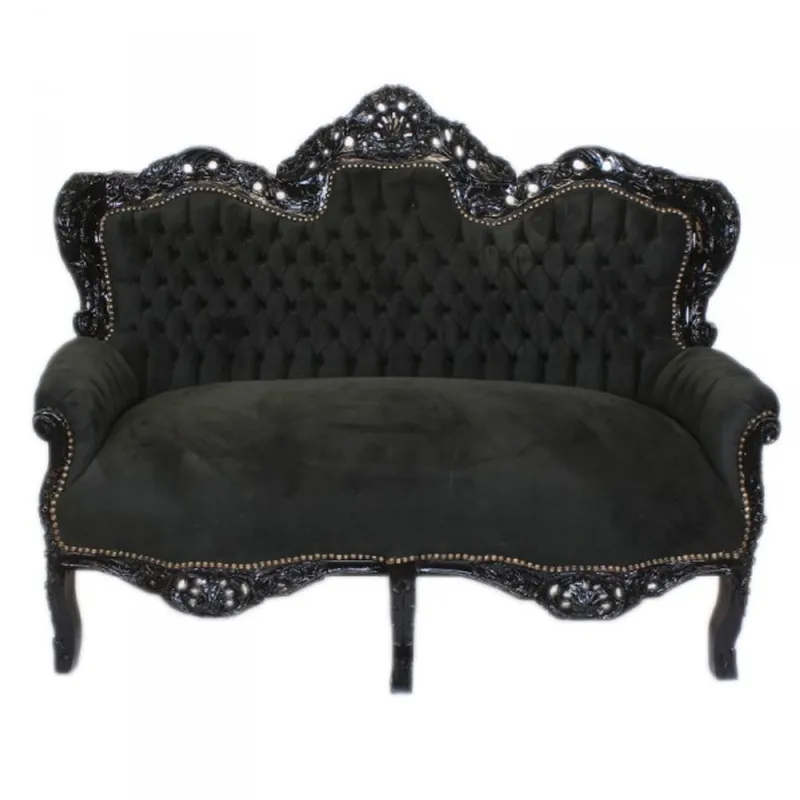 Top-Seller Casa Padrino Baroque 2 seater Sofa Master Black / Black - Living Room Couch Lounge