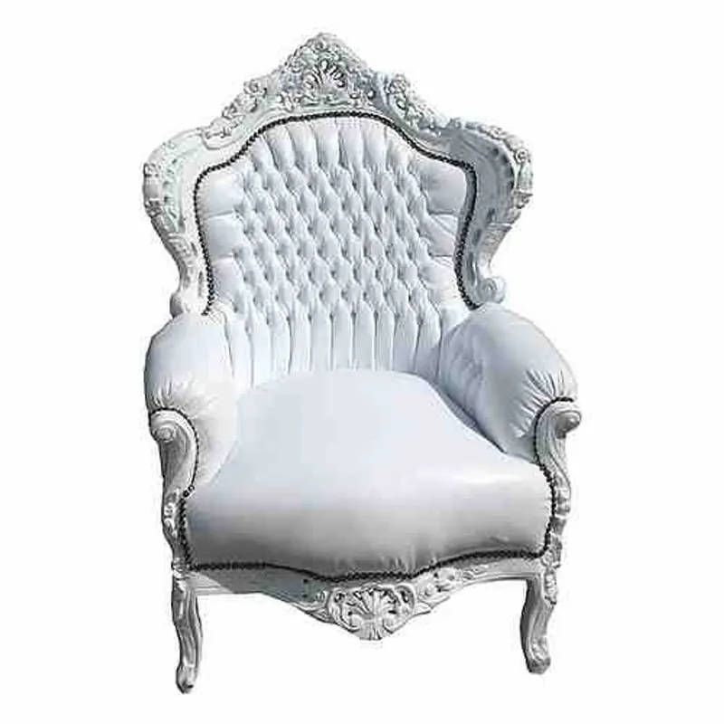 Baroque Armchair "King" white / white leather look Super-Preis