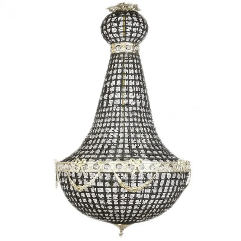 Casa Padrino Luxury Baroque Ceiling Hanging Light 55 x H 110 cm - Glass / Black / Silver Nur Für Kurze Zeit