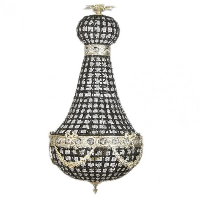 Billig Casa Padrino Luxury Baroque Ceiling Hanging Light 35 x H 70 cm - Glass / Black / Silver