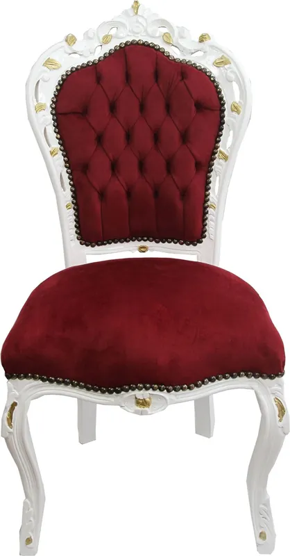 Casa Padrino Baroque dining chair Bordeaux / white with gold paint - antique style furniture Abverkauf