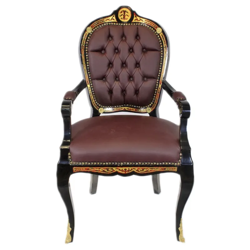 Casa Padrino Luxury baroque chair with armrests Boulle Collection - Luxury desk chair Finale Aktion
