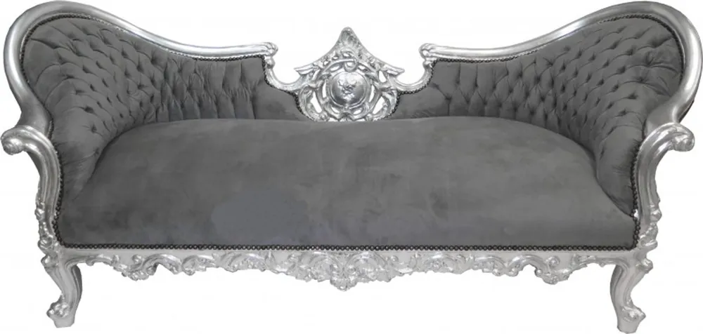 Heißes Angebot Casa Padrino Baroque sofa Vampire Grey / Silver - Limited Edition - Coffee Lounge