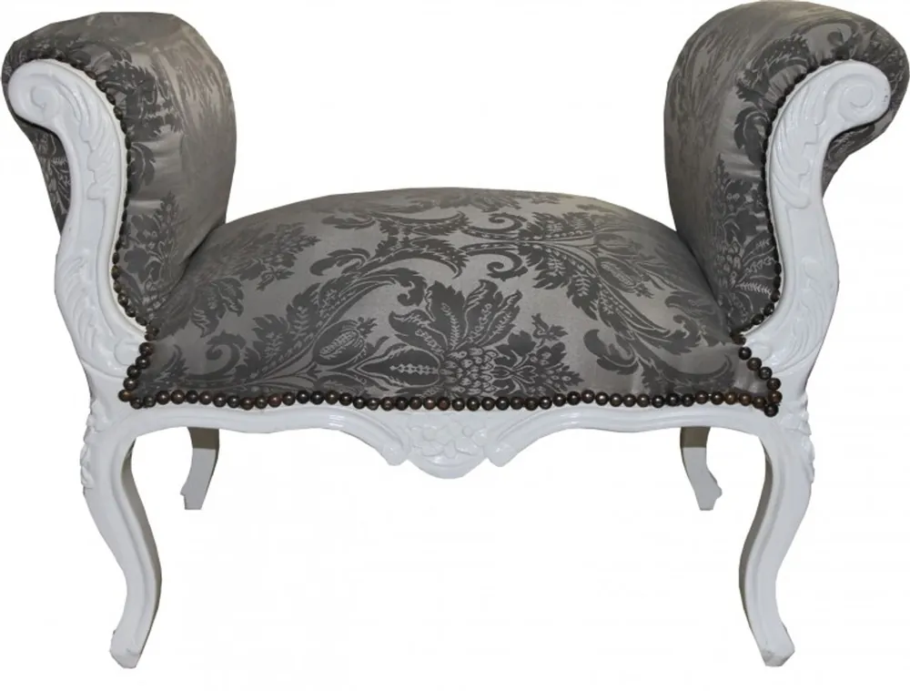 Abverkauf Casa Padrino Baroque stool Stool Gray Pattern / White - Bench