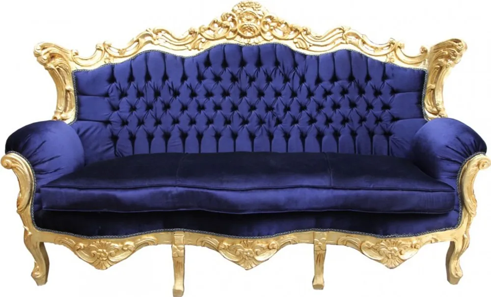 Casa Padrino Baroque sofa Master Royal Blue / Gold - Living room furniture Coffee Lounge Preis Gesenkt