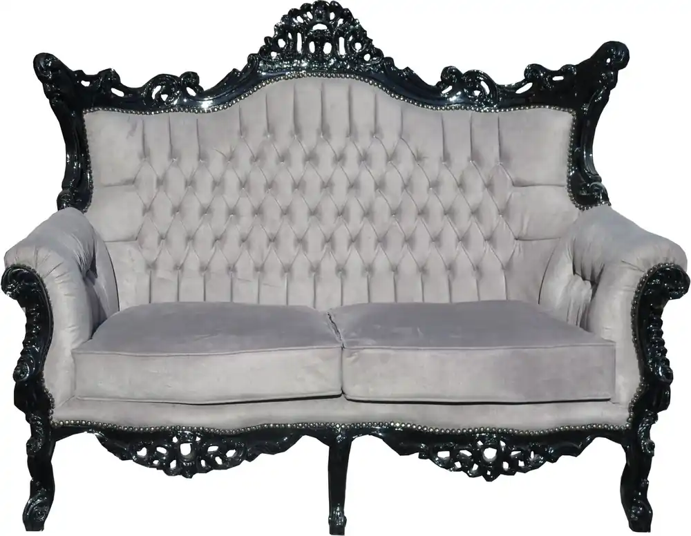 Bestseller Casa Padrino Baroque 2 seater Sofa Master Gray / Black - Antique Style Living Room Furniture - Limited Edition