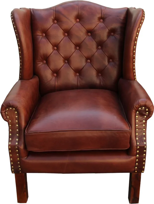 Luxury Genuine Leather Armchair Brown 72 x 65 x H. 103 cm - Hotel Furniture - Chesterfield Lounge Chair Online Kaufen