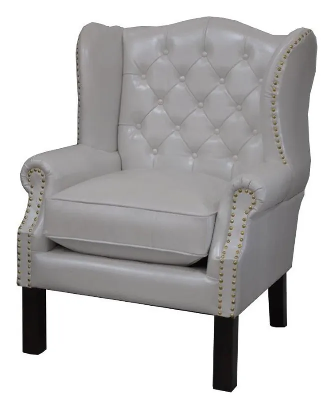 Luxury Genuine Leather Armchair White 72 x 65 x H. 103 cm - Hotel Furniture - Chesterfield Chair Heißes Angebot