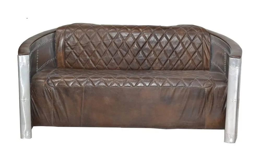 Casa Padrino luxury aluminum 3 seat sofa dark brown - art deco vintage furniture Nur Für Kurze Zeit