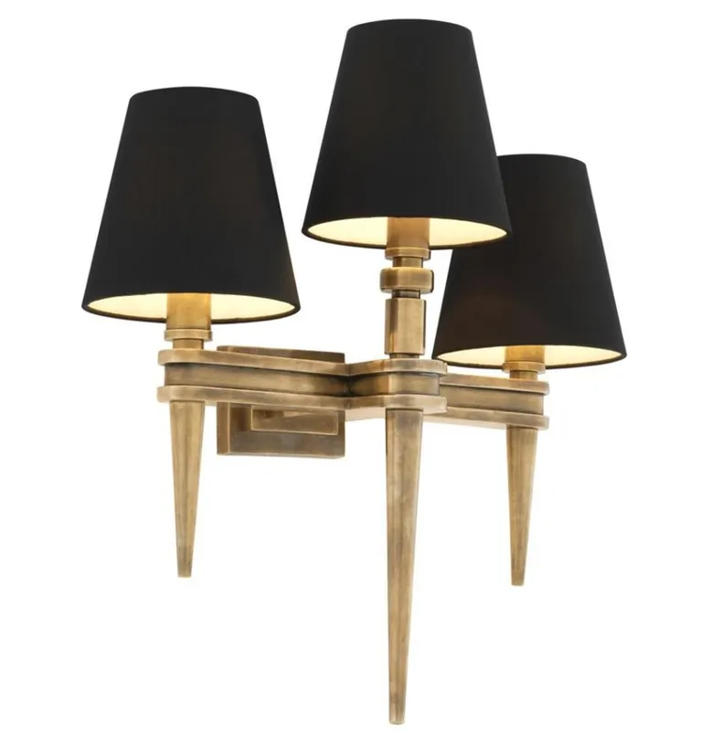 Casa Padrino Designer Brass Triple Wall Light 46 x 23.5 x H 50 cm - Luxury Wall Lamp Direktkauf
