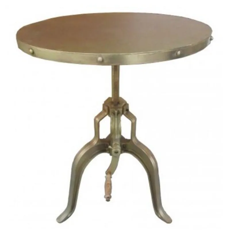 Casa Padrino Industrial Side Table with Crank Gold 75 x H. 72-98 cm - Designer Hotel Furniture - Industrial Design Table Ausverkauf