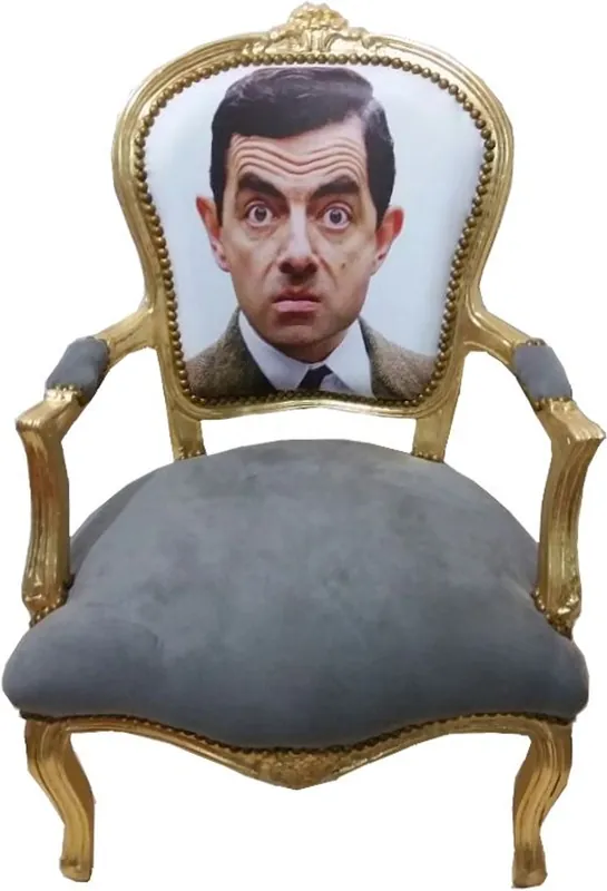 Wochenendangebot Casa Padrino Baroque Salon Chair Face Gray / Gold - Limited Edition