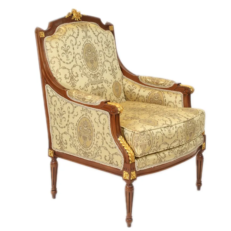 Nur Heute Casa Padrino Baroque Lounge Throne Armchair Empire Gold Pattern / Mahogany Brown / Gold - Wing Armchair - Tron Chair