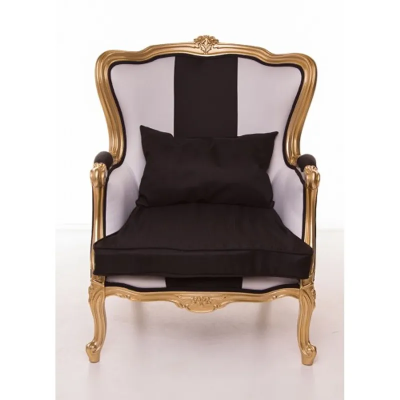 Neue Kollektion Casa Padrino Luxury Baroque Armchair Black / White / Gold Furniture - Luxury Hotel Collection