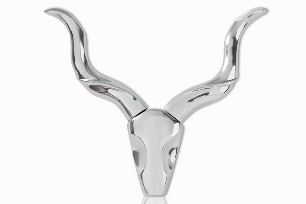 Zertifiziert Designer Style Shine decoration deer antlers in polished aluminum - wall piece - antlers - antlers wall