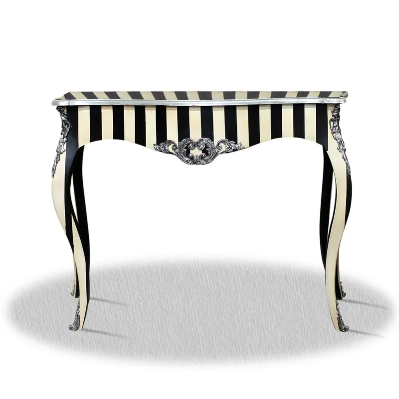 Casa Padrino baroque console black white silver 100 x 40 x H. 85 cm - Luxury Console Bestseller