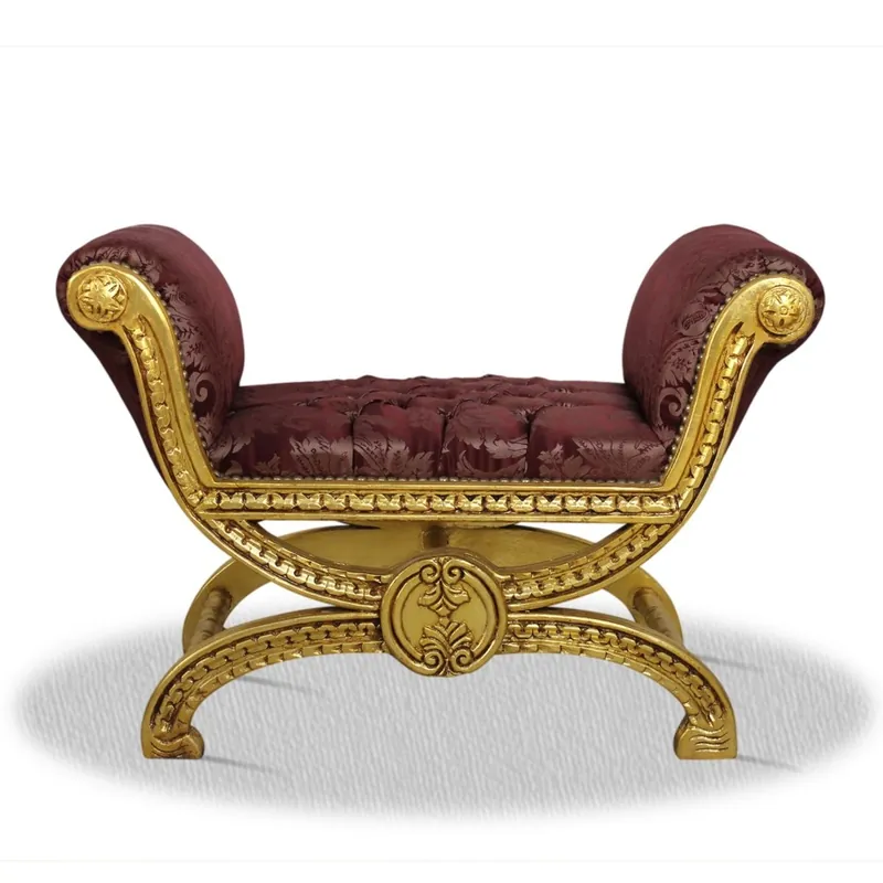 Wochenendangebot Casa Padrino antique style stool gold bordeaux red pattern - Baroque Seating Stool