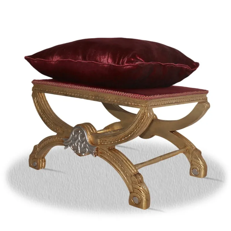 Casa Padrino baroque stool gold silver bordeaux red 60 x 40 x H. 50 cm Neue Ware