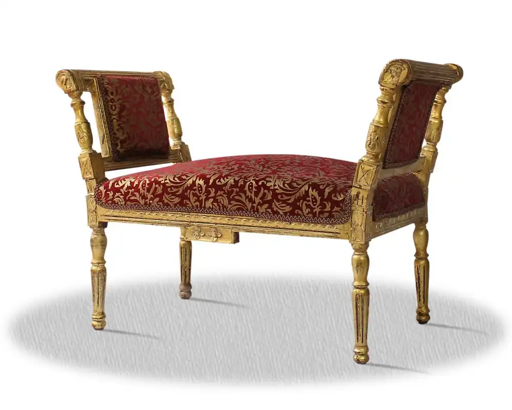 Casa Padrino baroque seat bench gold bordeaux red with pattern 110 x 40 x H. 70 cm Kracherpreis