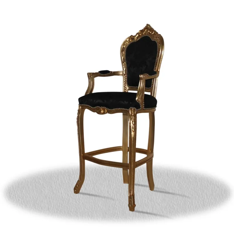 Finale Aktion Casa Padrino baroque high chair bar chair gold black 55 x 50 x H. 140 cm - Limited Edition