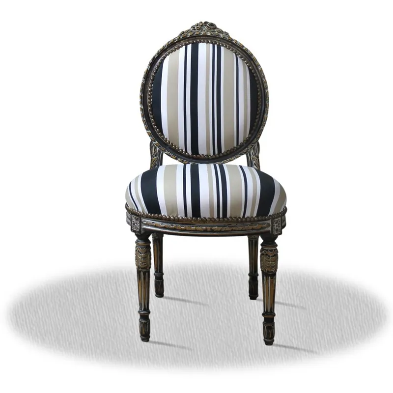 Garantierte Lieferung Casa Padrino baroque salon chair with stripes 50 x 50 x H. 100 cm - Luxury Chair