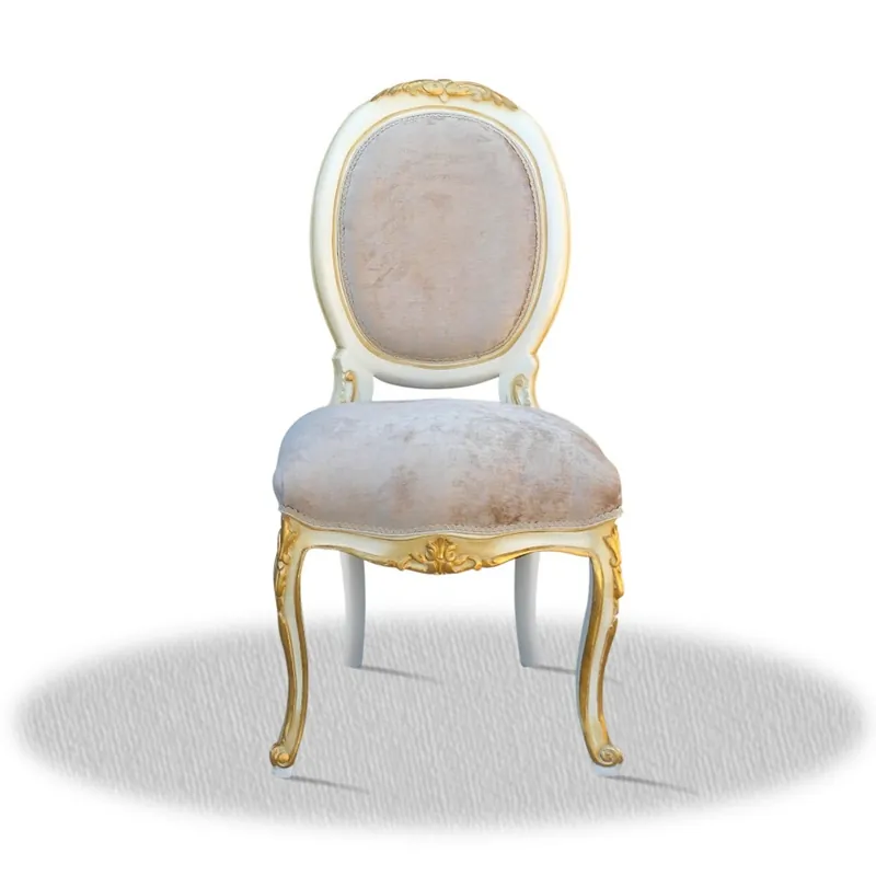 Direkt Vom Hersteller Casa Padrino baroque salon chair high gloss white gold grey 50 x 50 x H. 100 cm