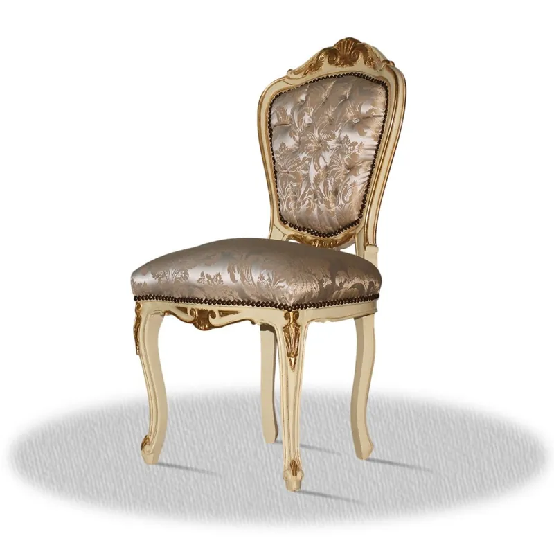 Billig Casa Padrino baroque dining room chair creme gold silver - Antique Style Furniture
