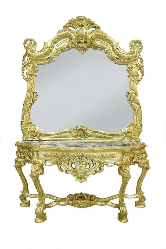 Nur Für Kurze Zeit Casa Padrino baroque mirror console with marble plate gold black - Noble & Sumptuous