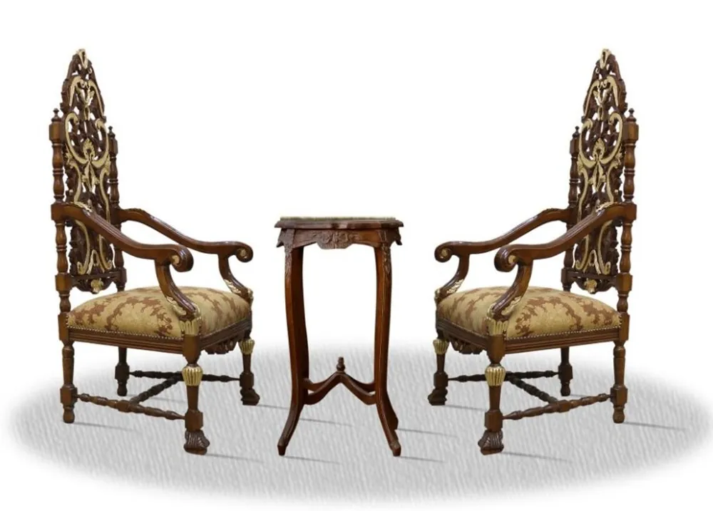 Casa Padrino baroque thron chair set with side table - Luxury Edition Bestseller