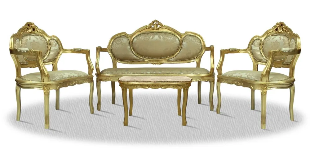 Wochenendangebot Casa Padrino baroque salon set with seat bench 2 chairs and table - Hotel Furniture