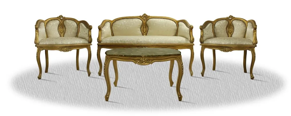 Meistverkauft Casa Padrino baroque salon set with seat bench 2 chairs and table - Baroque Hotel Furniture