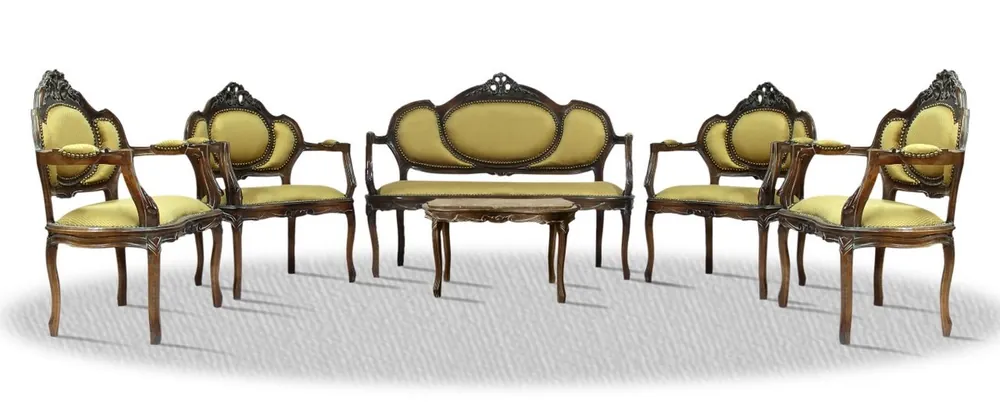 Sofort Bestellen Casa Padrino baroque salon set with seat bench 4 chairs and table - Baroque Salon Furniture