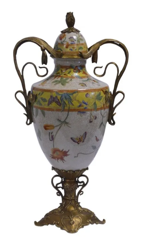 Sichere Zahlung Casa Padrino porcelain vase with lid and 2 handles H. 44.2 cm - Luxury Vase
