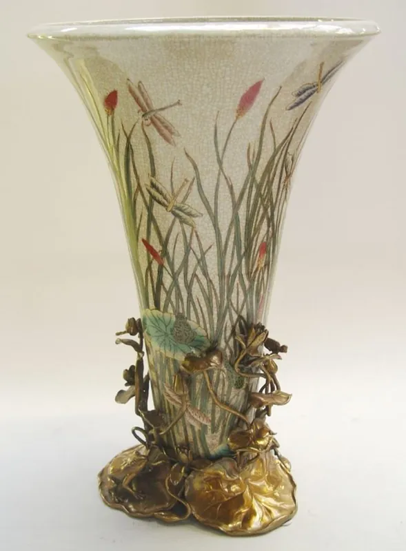 Neue Kollektion Casa Padrino porcelain brass vase H. 46 cm - Limited Edition