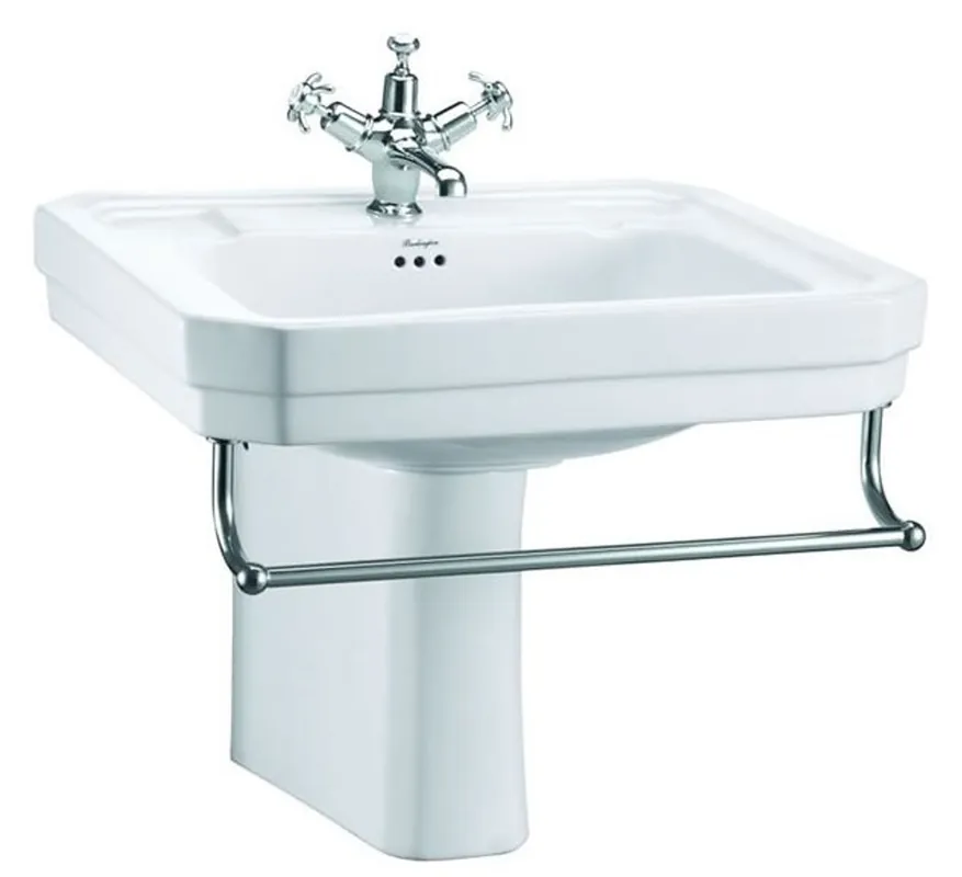 Bestpreis Casa Padrino porcelain washbasin with half pedestal and towel holder 61 x 51 x H. 50 cm