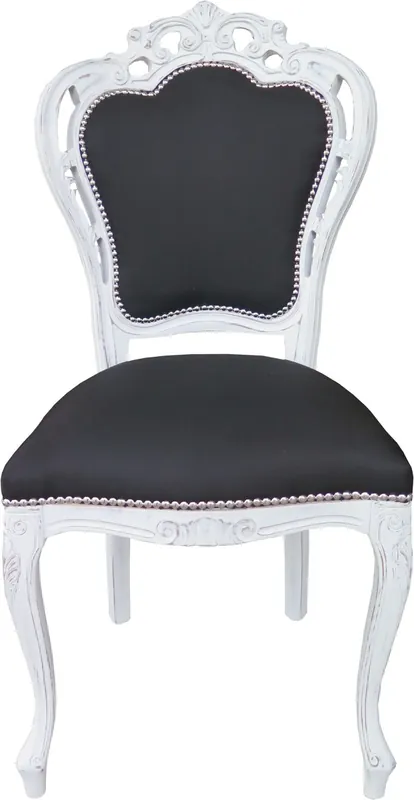 Casa Padrino Baroque Dinner Chair without armrests Black / White Antik - Designer chair - luxury quality Letzte Chance