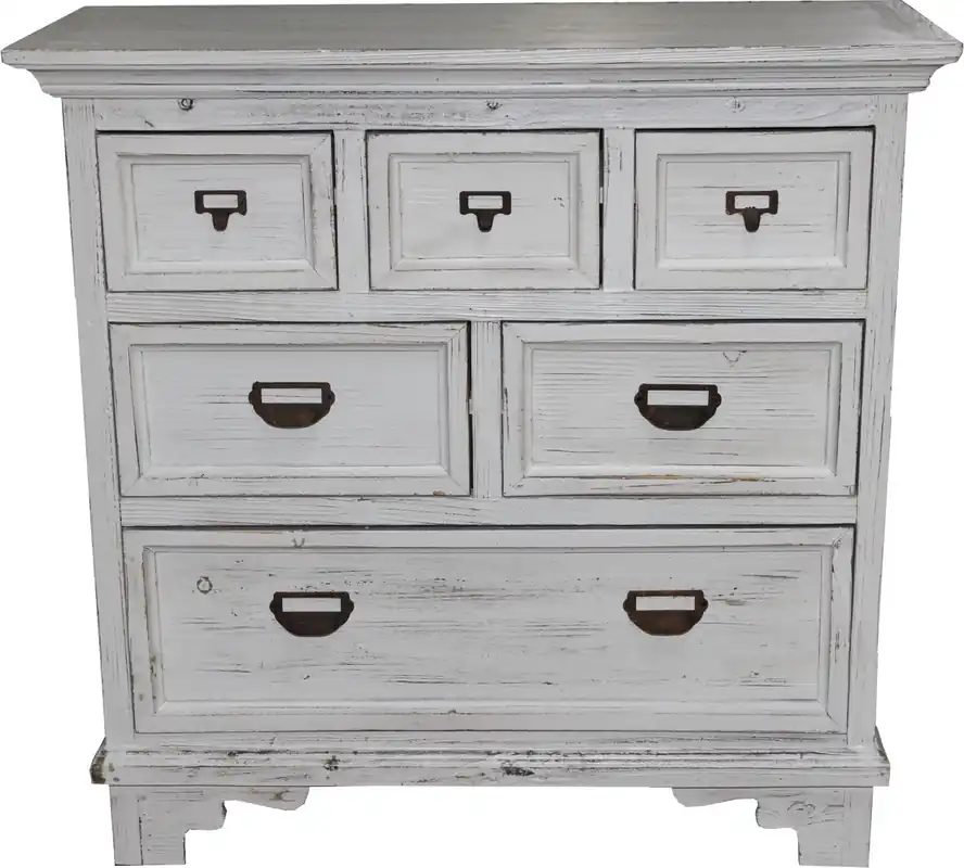 Casa Padrino Shabby Chic country house style chest of drawers with 10 drawers Antique white B 84 cm, H 84 cm - Antique chest of drawers Abverkauf