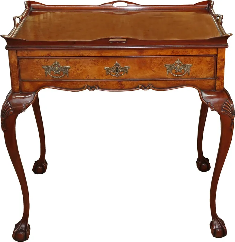 Nur Heute Casa Padrino Baroque Luxury Console Tea Table Mahogany Brown 80 x 60 x H. 78 cm - Antique Style Furniture - Baroque Dining Table - Limited Edition