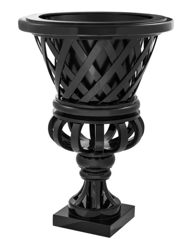 Saisonangebot Casa Padrino designer mahogany planter piano black - luxury flower head with base
