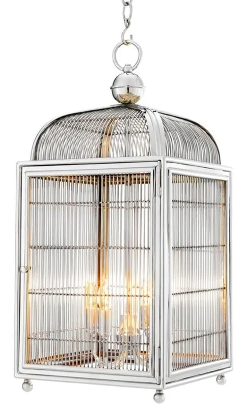 Günstig Casa Padrino designer hanging light / lantern silver 38 x 38 x H. 81 cm - luxury hanging lamp