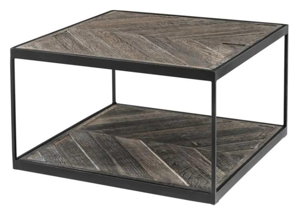 Casa Padrino designer side table made of galvanized steel and weathered oak - luxury collection Echt