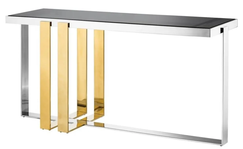 Finale Aktion Casa Padrino designer stainless steel console with smoked glass - luxury console table