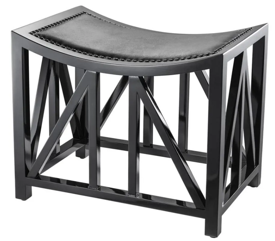 Online Kaufen Casa Padrino designer mahogany stool with cow leather 52 x 35 x H. 42,5 cm - luxury hotel stool
